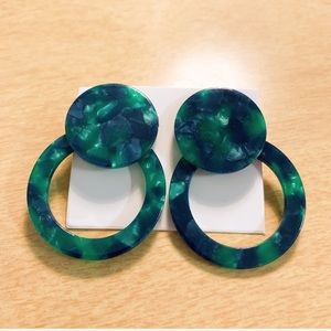 Marbleized acrylic double hoop earrings